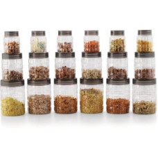 Deals, Discounts & Offers on Kitchen Containers - Cello Checkers Set - 300 ml, 650 ml, 1200 ml Plastic Pickle Container & Salt Pepper Container, Spice Container, Fridge Container, Tea Coffee & Sugar Container, Utility Box(Pack of 18, Clear)
