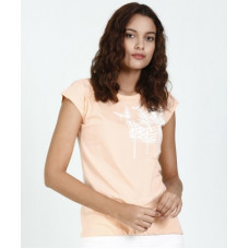 Deals, Discounts & Offers on Women - [Size L] WildcraftPrinted Women Round Neck Orange T-Shirt