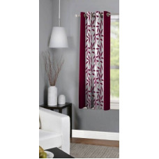 Deals, Discounts & Offers on  - Panipat Textile Hub 150 cm (5 ft) Polyester Window Curtain Single Curtain(Floral, Maroon)