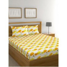 Deals, Discounts & Offers on  - Raymond Home 104 TC Cotton Double Floral Bedsheet(Pack of 1, Yellow)