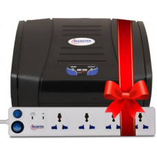 Deals, Discounts & Offers on Home Appliances - Microtek EMT1390 Voltage Stabilizer (Black) & 6A 4 Socket with 1 switch Surge Protector (White)