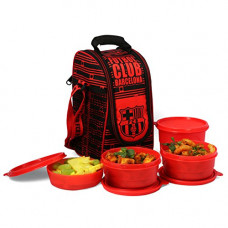 Deals, Discounts & Offers on Home & Kitchen - Cello FCB Barcelona Plastic Lunch Box Set, 4-Pieces, Red (CLO_FCB_CLUB4_RED)