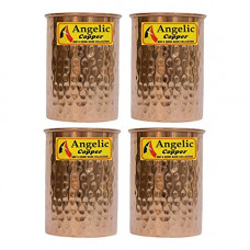 Deals, Discounts & Offers on Home & Kitchen - Angelic Copper Handmade Glasses Set, 300 ml, Set of 4, Brown