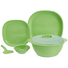 Deals, Discounts & Offers on Home & Kitchen - Signoraware Square Dinner Set, 21-Pieces, Parrot Green