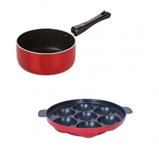 Deals, Discounts & Offers on Home & Kitchen - Nirlon Non-Stick Aluminium Cookware Set, 2-Pieces, Red (2.6mm_SP(M)_AP(7))