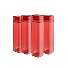 Deals, Discounts & Offers on Home & Kitchen - Cello H2O Squaremate Plastic Water Bottle, 1-Liter, Set of 4, Red