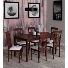 Deals, Discounts & Offers on Furniture - Momoko 6 Seater Dining Set in Walnut Finish by Mintwud