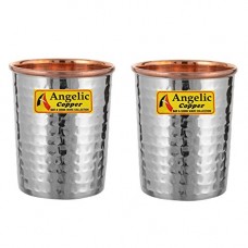 Deals, Discounts & Offers on Home & Kitchen - Angelic Copper Steel Hammered Glasses Set,260 ml, Set of 2, Brown
