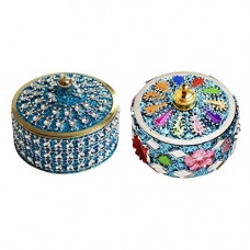 Deals, Discounts & Offers on  - Angelic Brass Jewellery with Sindoor Box (7 cm x 7 cm x 5 cm, Blue)