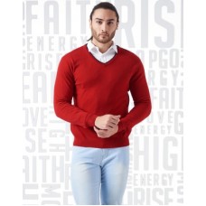 Deals, Discounts & Offers on Men - [Size XXL] MetronautSolid V-neck Casual Men Red Sweater