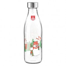 Deals, Discounts & Offers on Home & Kitchen - Treo by Milton Ivory Premium Glass Printed Bottle 1000 ml, 1 Pc, Snowman