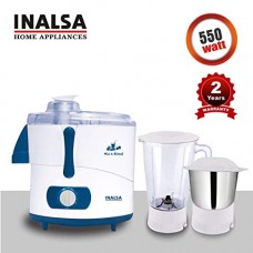 Deals, Discounts & Offers on Home & Kitchen - INALSA Juicer Mixer Grinder Mix N Blend -550W, Anti-Skid Feet, (White/Blue)