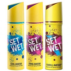 Deals, Discounts & Offers on Personal Care Appliances - Set Wet Deodorant Spray Perfume, 150ml (Cool, Swag and Thrill Avatar, Pack of 3)