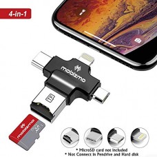Deals, Discounts & Offers on  - Mobizmo 4 In 1 Otg Card Reader Four Ports: Lightning + Type C + Micro USB + USB Card Reader- Like Iflash, Idisk, Micro USB, SDHC Lightning Flash Drive