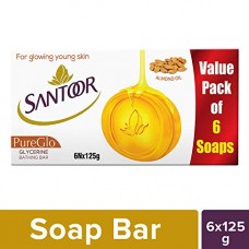 Deals, Discounts & Offers on Personal Care Appliances - Santoor Glycerine PureGlo Soap 125g (Pack of 6)