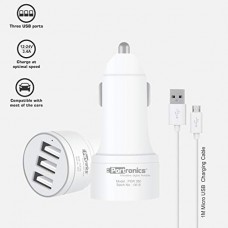 Deals, Discounts & Offers on  - Portronics Car Power 3T 3.4A Car Charger with Three USB Port, 1M USB Cable, White