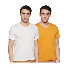 Deals, Discounts & Offers on  - [Size M] Qube By Fort Collins Men's Solid Regular fit T-Shirt (Pack of 2)
