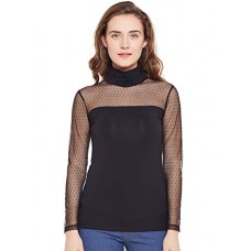 Deals, Discounts & Offers on  -  [Size S, M, L, XL] LE BOURGEOIS Women's Net Yoke High Neck Full Sleeve Top