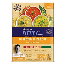 Deals, Discounts & Offers on Grocery & Gourmet Foods - Saffola FITTIFY Gourmet Hi-Protein Meal Soup, Assorted Flavours, 3 x 53 g