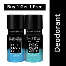 Deals, Discounts & Offers on Personal Care Appliances - Axe Recharge Marine Splash and Ocean Breeze Deodorant Combo Pack, 150 ml with (Buy 1 Get 1 Free)