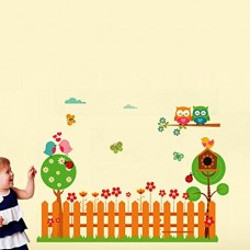 Deals, Discounts & Offers on  - Decals Design 'Garden with Fencing' Wall Sticker (PVC Vinyl, 60 cm x 90 cm), Multicolour