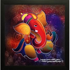 Deals, Discounts & Offers on  - SAF 'Ganesha' Painting (Wood, 12 inch x 12 inch, Special Effect Textured, SAO97)