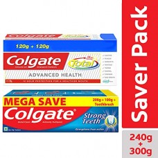 Colgate Total Advanced Health Anticavity Toothpaste - 240g with Colgate Strong Teeth Anti-Cavity Toothpaste 300g with Free Toothbrush Colgate Total Advanced Health Anticavity Toothpaste - 240g with Colgate Strong Teeth Anti-Cavity Toothpaste 300g with Free Toothbrush