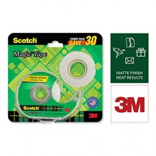 Scotch Magic Tape - The Original Matte-Finish Invisible Tape by 3M, Super Saver Pack - 2 Rolls (Width 1.9cm Length 25.4m) + 1 Dispenser Scotch Magic Tape - The Original Matte-Finish Invisible Tape by 3M, Super Saver Pack - 2 Rolls (Width 1.9cm Length 25.4m) + 1 Dispenser
