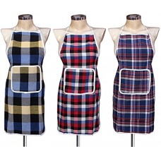GLUN Waterproof Cotton Kitchen Apron with Front Pocket (Multicolour) Set of 3 GLUN Waterproof Cotton Kitchen Apron with Front Pocket (Multicolour) Set of 3