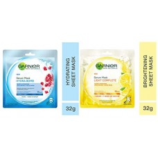 Garnier Skin Naturals, Hydra Bomb Pomegranate Sheet Mask, 32g and Garnier Skin Naturals, Light Complete Sheet Mask, 32g Garnier Skin Naturals, Hydra Bomb Pomegranate Sheet Mask, 32g and Garnier Skin Naturals, Light Complete Sheet Mask, 32g