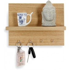 Deals, Discounts & Offers on Furniture - Forzza Mia with Key Holder Wooden Wall Shelf(Number of Shelves - 1, Brown)