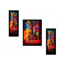 Deals, Discounts & Offers on  -  SAF 'Ganesh' Framed Painting (Synthetic, 13.5 inch x 22 inch, Modern Art Wood, Set of 3, SANFSAS7500)
