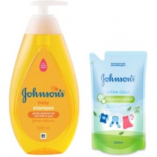 Deals, Discounts & Offers on Baby Care - Johnson's Baby No More Tears Shampoo 500ml with Baby Laundry Detergent Active Clean 500ml(Yellow)