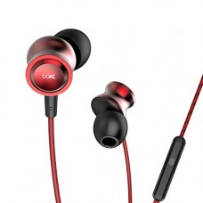 Deals, Discounts & Offers on  - boAt BassHeads 152 with HD Sound, in-line mic, Dual Tone Secure Braided Cable & 3.5mm Angled Jack Wired Earphones. (Red)