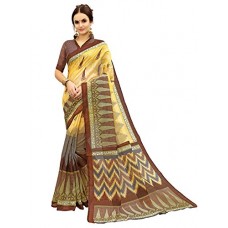 Deals, Discounts & Offers on  - Clotham Women's Bhagalpuri Art Silk Saree With Blouse Piece (Brown)