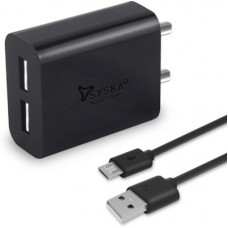 Deals, Discounts & Offers on Mobile Accessories - Syska WC-3AD 3.1 A Multiport Mobile Charger with Detachable Cable(Black, Cable Included)