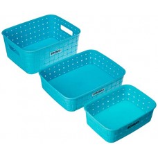 Deals, Discounts & Offers on Home & Kitchen -  Amazon Brand - Solimo Fruit Basket Set (3 pieces, Blue)