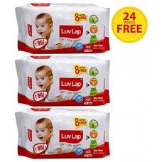 Luvlap Paraben Free Baby Wet Wipes with Aloe Vera - 3 Packs (216 Wipes + 24 Wipes Free) Luvlap Paraben Free Baby Wet Wipes with Aloe Vera - 3 Packs (216 Wipes + 24 Wipes Free)