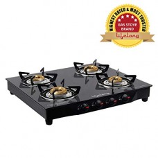 Deals, Discounts & Offers on Home & Kitchen - [Rs. 250 Cashback] Lifelong Glass Top Gas Stove, 4 Burner Gas Stove, Black (1 year warranty with Doorstep Service)