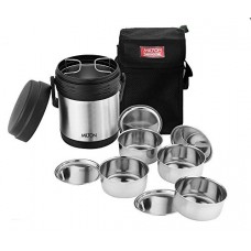 Deals, Discounts & Offers on Home & Kitchen - Milton Thermosteel Hot Meal Container Lunch Box, Set of 4,Black/Stainless Steel