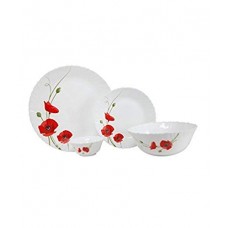 Deals, Discounts & Offers on  - Larah By Borosil Red Carnation Glass Dinner Set, 9-Pieces, White