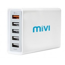 Deals, Discounts & Offers on Mobile Accessories - Mivi Desktop USB Charging Station HUB: [ Qualcomm Quick Charge3.0 certified] 5 port 8A USB Turbo charging adapter with fast charging and turbo charging compatible with all mobiles, tablets and more (Silver) 8 A Multiport Mobile Charger(Silver/White)