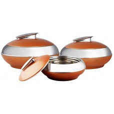 Deals, Discounts & Offers on Home & Kitchen - Princeware Plastic Opal Casserole Insulated, Dishwasher-Safe, Freezer Safe, Covered Lid with Steel Ring, 3100ml, Set of 3, Brown