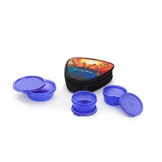 Deals, Discounts & Offers on Home & Kitchen - Signoraware Galaxy Sleek Plastic Lunch Box with Bag Set, 3-Pieces, Deep Violet