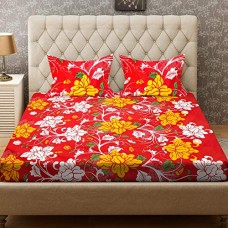 Bombay Dyeing Felix 136 TC Microfibre Double Bedsheet with 2 Pillow Covers - Red Bombay Dyeing Felix 136 TC Microfibre Double Bedsheet with 2 Pillow Covers - Red