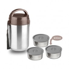 Deals, Discounts & Offers on Home & Kitchen - Asian Trendy Stainless Steel Lunch Box, 400ml, Set of 3, Silver
