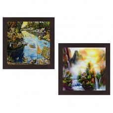Deals, Discounts & Offers on  - Wens 'Sunset with Lake View' Wall Hanging Painting (MDF, 35 cm x 71 cm x 2.5 cm)