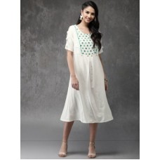 Deals, Discounts & Offers on Women - [Size XS, S, M, L] AnoukWomen Solid A-line Kurta(White)