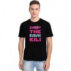 Deals, Discounts & Offers on  - [Size M, L, XL] Crazy Punch Shoot The Kuruvi Men's Black Half Sleeve Tamil Round Neck T-Shirt