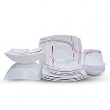 Deals, Discounts & Offers on Home & Kitchen - Soogo Opalware Dinner Set, 27-Pieces, Red